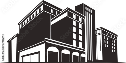 black and white building cityscape silhouette art