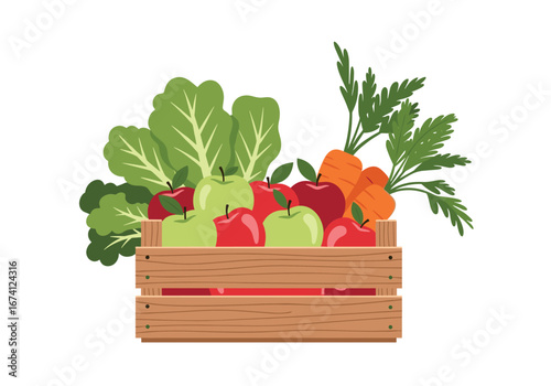 Freshly harvested organic produce basket filled with crisp apples vibrant carrots and leafy green vegetables ready for healthy eating