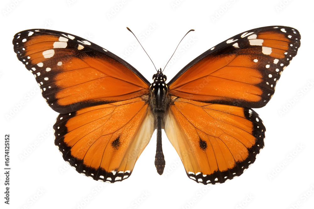 Fototapeta premium Orange monarch butterfly isolated on white background