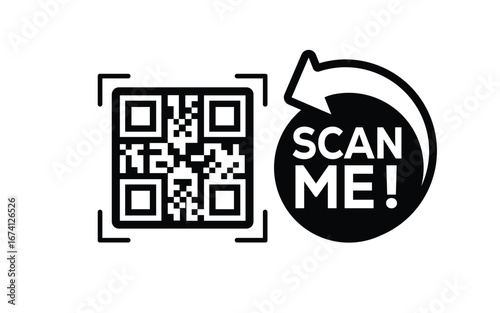 QR code scan icon set. Scan me frame. QR code scan for smartphone. QR code for mobile app, payment and identification. Vector illustration.	