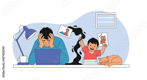 Parental overwhelm juggling work family and personal life struggles with chaos