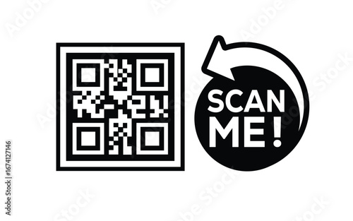 QR code scan icon set. Scan me frame. QR code scan for smartphone. QR code for mobile app, payment and identification. Vector illustration.