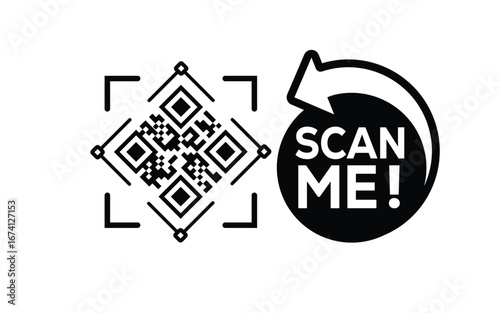 QR code scan icon set. Scan me frame. QR code scan for smartphone. QR code for mobile app, payment and identification. Vector illustration.