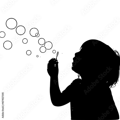 little girl blowing bubbles