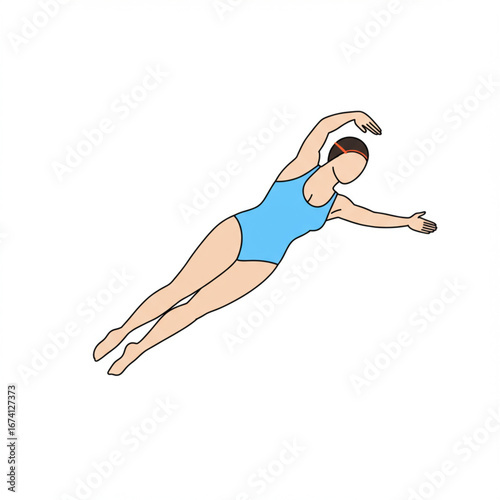 Stylized illustration of a woman swimming the freestyle stroke.
