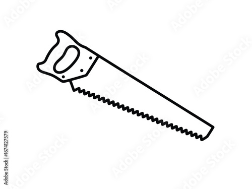 Vector illustration of a hand saw tool ready for construction and diy projects white background