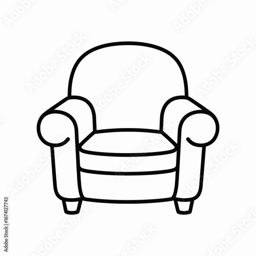 Comfortable armchair line drawing vector illustration scalable eps furniture icon white background