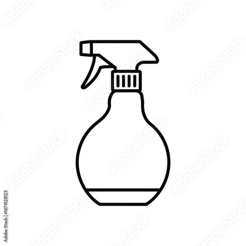 Simple line drawing vector illustration of a spray bottle for cleaning and household use white background