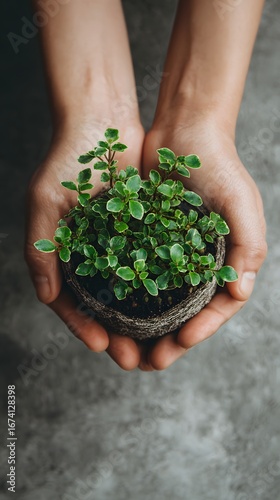 hands holding plant