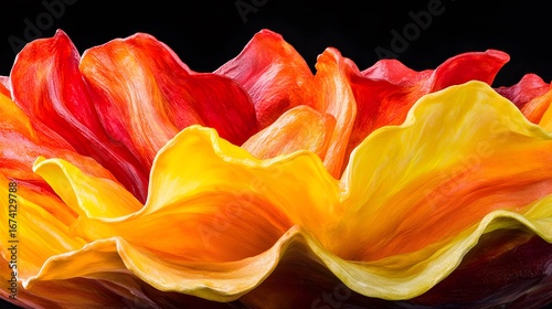Abstract Red Yellow Flower Petals Closeup Macro