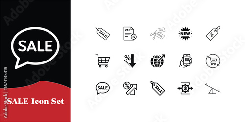 Modern hand-drawn sale icons for promotions and shopping graphics