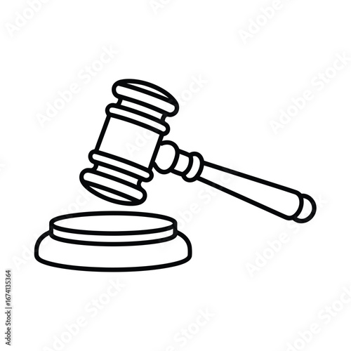 Simple line drawing of a gavel and sounding block
