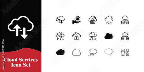 Diverse cloud services icon set for digital applications and technology solutions
