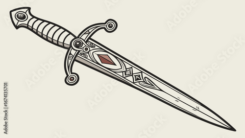 Ornate ceremonial dagger with intricate designs and elegant handle