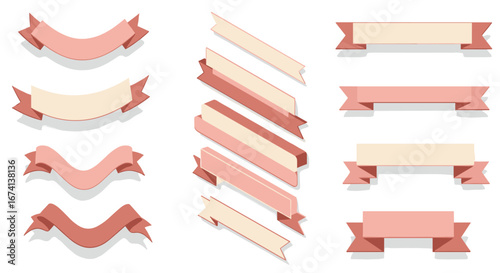 Elegant retro styled banners with 3d and flat design elements