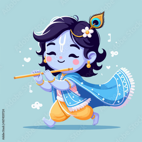 illustration of Krishna playing the flute
