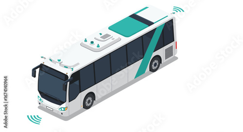 Modern isometric autonomous bus with wireless technology and sensors