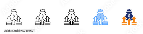 Profit Growth Icon Different Style Outline Collection Set 