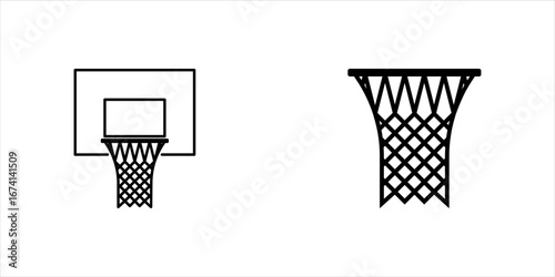 Basketball hoop with net icon. Sport game with goal. Basketball ring. Vector sign isolated, vector illustration