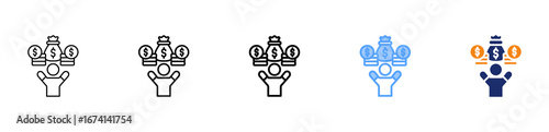 Wealth Icon Different Style Outline Collection Set 
