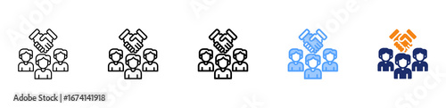Teamwork Icon Different Style Outline Collection Set 