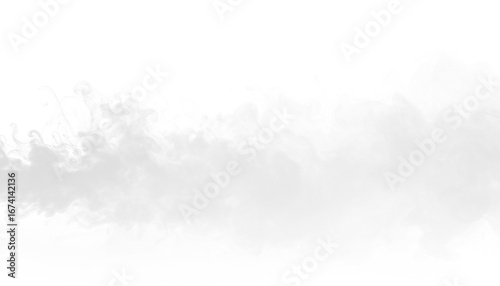 Schilderij op canvas PNG of white smoke layering softly in fog-style wave across base, isolated airy vapor on transparent background, ideal for dreamy visuals, abstract art, decorative overlays, and digital graphics