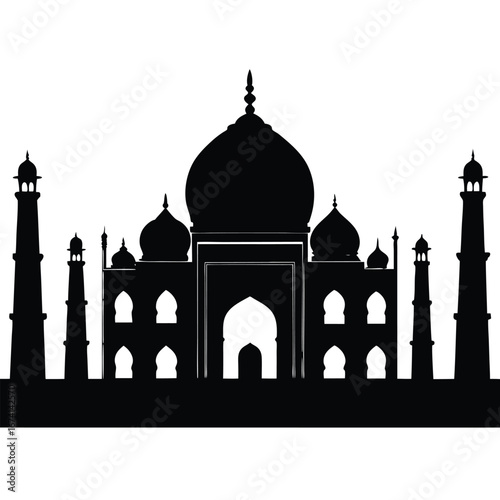Taj Mahal silhouette with minarets and domes India