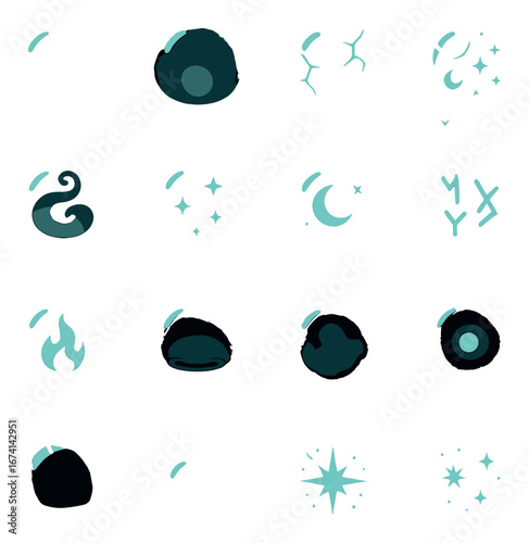 3d mystical icon set featuring astrology, constellations, moon, stars, fire, and symbols