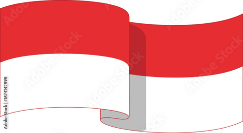 Illustration of the waving flag of Indonesia, a powerful red and white symbol of national pride and independence