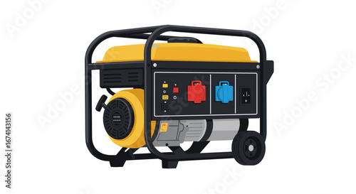 Portable power generator with outlets in flat design for emergency use