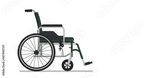 Side view of modern wheelchair in minimalist design on white background