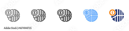 Pie Chart Icon Different Style Outline Collection Set 