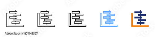 Gantt Chart Icon Different Style Outline Collection Set 