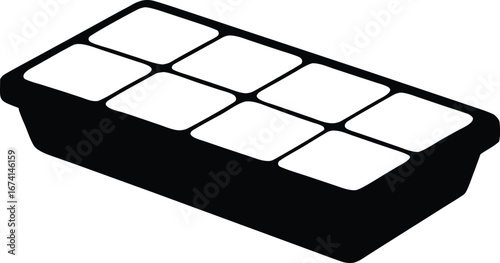 ice cube tray silhouette vector illustration