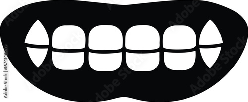 teeth with braces silhouette vector