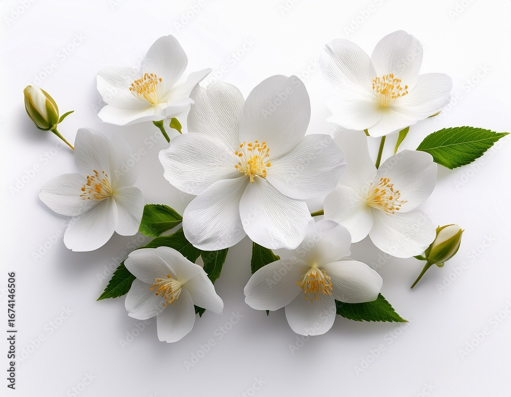Obraz premium white flowers on a white background one flower is apart