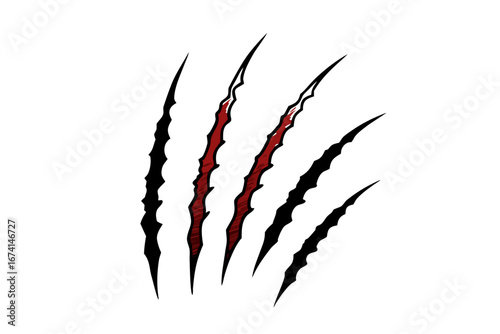 Claw Marks Vector Sharp Scratches and Bloody Wounds on White Background