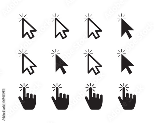 Click and Cursor Icons A Collection of Pointer Symbols for Digital Navigation and Web Design Elements