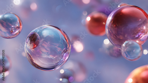 Wallpaper Mural Abstract colorful bubbles floating in a surreal light blue background Torontodigital.ca