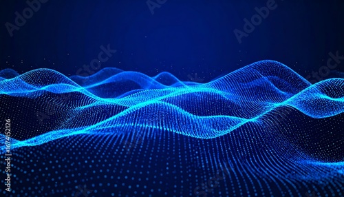 A mesmerizing display of vibrant blue, dotted, undulating waves against a dark background.