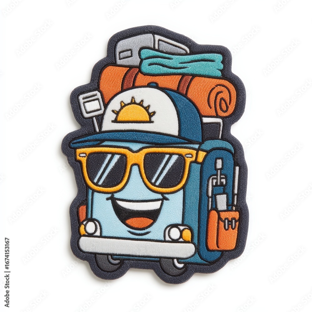 Fototapeta premium Happy Camper Van Embroidered Patch