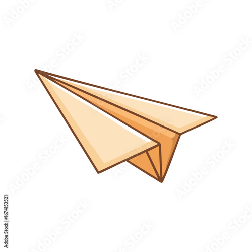 A simple paper airplane with a unique perspective.  Its shape is clean and minimalist, emphasizing its design