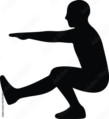 Illustrator Vector One Legged Squat Pistol Pose Exercise silhouette