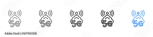 5G Networks Icon Different Style Outline Collection Set 