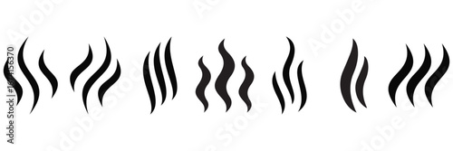 Smoke and Steam Icon Set – Vapor, Aroma, Smell, and Hot Steam Symbols Vector Illustration