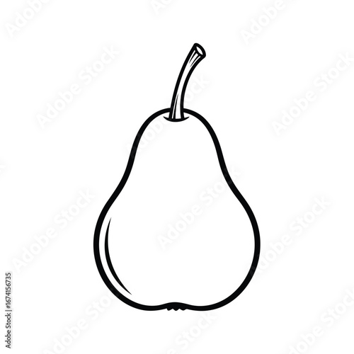 Simple Pear Illustration Perfect for Coloring and Design Projects