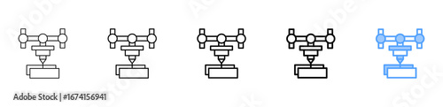 3D Printing Icon Different Style Outline Collection Set 