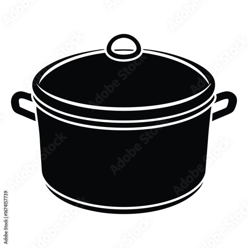 stainless steel pots silhouette vector illustration