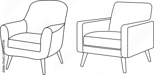 Continuous one-line art of a cozy armchair