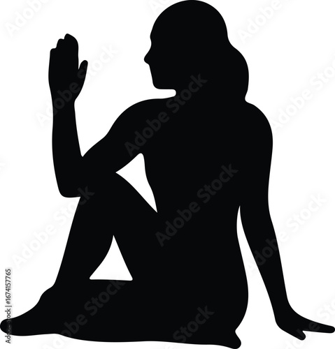 Illustrator Vector Woman in seated yoga pose silhouette